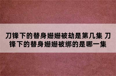 刀锋下的替身姗姗被劫是第几集 刀锋下的替身姗姗被绑的是哪一集